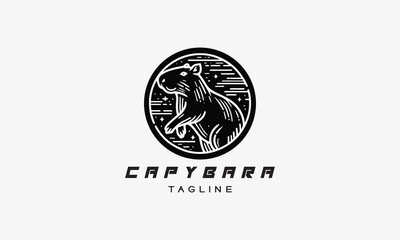 Fototapeta premium Capybara vector logo icon illustration minimalistic design