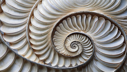 close up nautilus shell pattern - obrazy, fototapety, plakaty