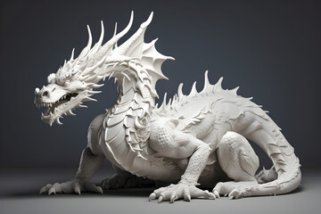 dragon made of white gypsum