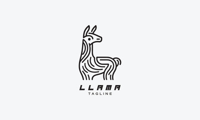 Llama vector logo icon illustration in minimalistic style © Vectors.in