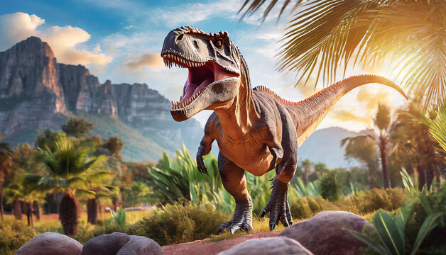 Fototapeta Tyrannosaurus Rex dinosaur. Species of dinosaurs in the nature. 