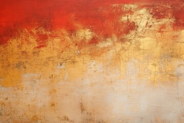 Red and golden chinese background, Art oil and acrylic smear blot canvas painting wall - obrazy, fototapety, plakaty