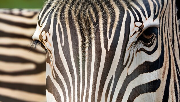 Detail of a zebra's eye. Generative AI