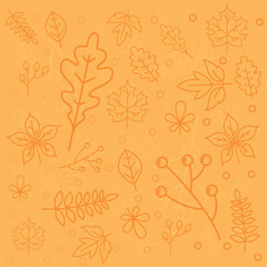 Autumn seasonal pattern background with leaves Vector