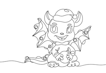 The Dragon. New Year. One line