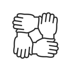 Mutual aid, hand holding hand, linear icon. Line with editable stroke