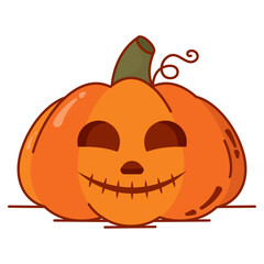 Isolated colored spooky carved halloween pumpkin icon Vector