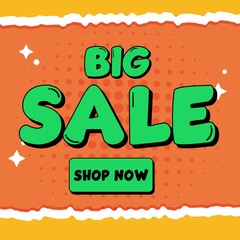 Big Sale Shopping Poster or banner with text. Big Sales banner template design for social media and website. Special Offer Big Sale campaign or promotion.