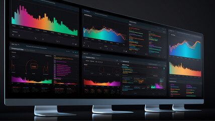 Highly rendering of a monitor screen with stock market data on it