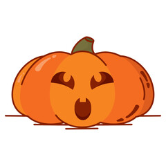 Isolated colored spooky carved halloween pumpkin icon Vector