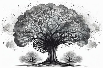 tree with brain. emotion, belief, intelligence. Generative AI