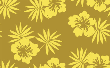 Seamless floral pattern based on traditional folk art ornaments. Colorful flowers on color background. Scandinavian style. Sweden nordic style. Vector illustration. Simple minimalistic pattern