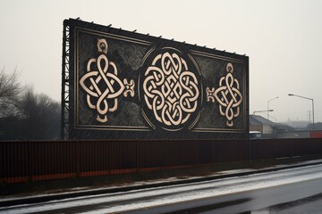 Billboard with a Celtic design. Generative AI
