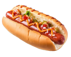 hot dog with ketchup and mustard