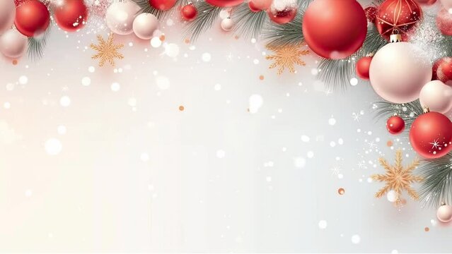 christmas decorations over red background with copy space