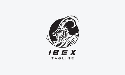 Ibex vector logo icon illustration miniamlistic design