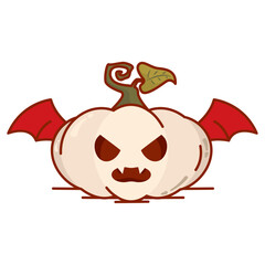 Isolated spooky halloween pumpkin with vampire costume Vector