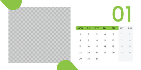 2024 Desk calendar template full page design vector