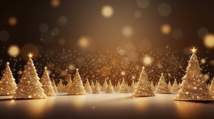 Fototapeta na wymiar Golden luxury Christmas background with gold glitter, glasses decor snowflakes and Christmas tree.
