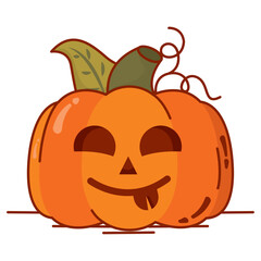 Isolated colored spooky carved halloween pumpkin icon Vector