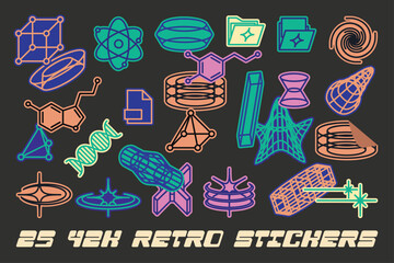 Retro Y2K Vector Stickers Icons and Illustrations
