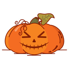 Isolated colored spooky carved halloween pumpkin icon Vector