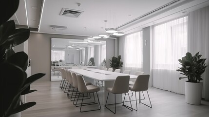 White empty modern conference room. Modern furnished conference room beautifully designed.Meeting room in office. Designer concept