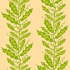 Floral cartoon seamless peas and leaves and branches pattern for wrapping paper and fabrics and linens