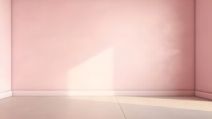 Concrete pink wall and floor. White pink background and shadow