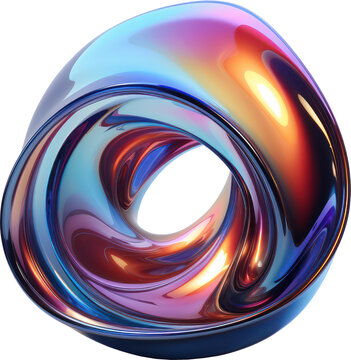 Abstract Liquid Glossy Glass Iridescent PNG Shape