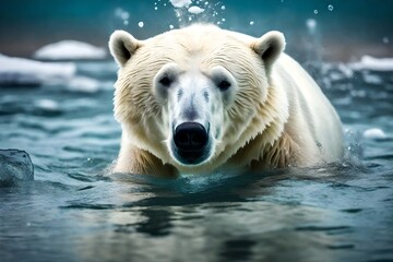 Fototapeta premium polar bear in water