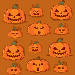 Halloween pumpkin seamless pattern background Vector