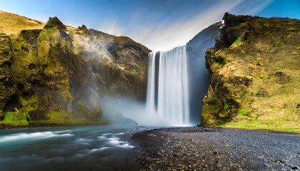 skogafoss waterfall long exposure