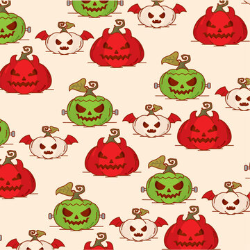 Halloween pumpkin seamless pattern background Vector