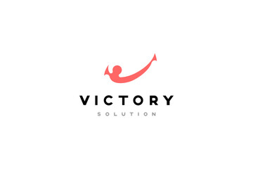 Simple minimalist and laconic template logo design solution with victory tematic