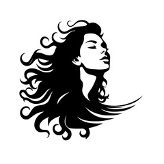 black and white vector of a brazilian woman  face with long hair