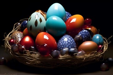 Fototapeta na wymiar festive fertility symbolized by vibrant eggs. Generative AI