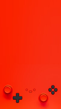 red video game controller vertical background with black buttons and analog sticks