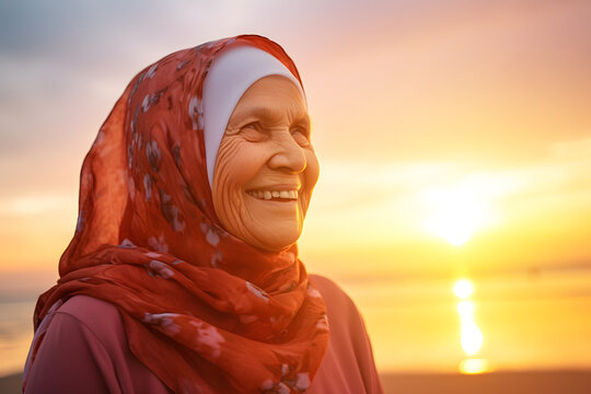 Portrait of an Elderly Muslim Woman -  Celebrating Culture and Identity