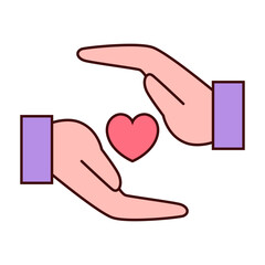 Hand holding heart icon, mental health care vector graphic