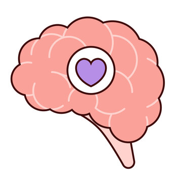 Positive mind icon, mental health brain illustration vector graphic
