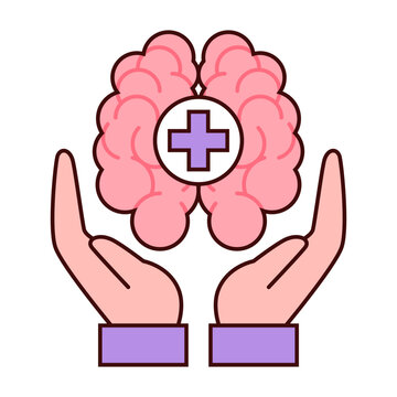 Positive brain health care icon, mental health vector graphic