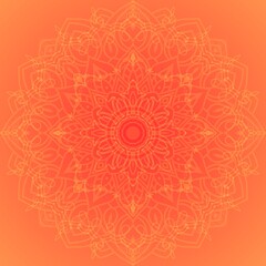 Mandala graphic design in orange and yellow