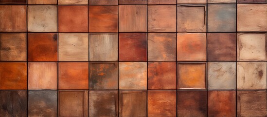 Rectangular ceramic tile wall aged and brown