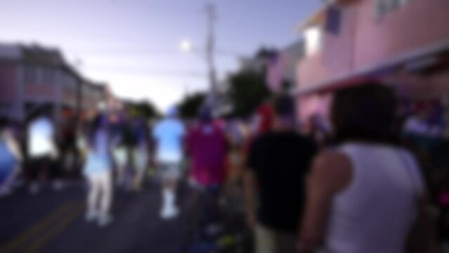 Blur stock video Fantasy Fest parade in Key west Florida 2023