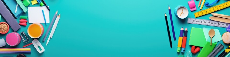 A table topped with lots of different colored pencils. Generative AI.