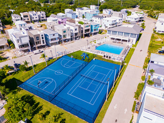 Aerial photo modern homes in the Florida Keys USA - obrazy, fototapety, plakaty