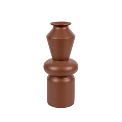 decorative ceramic brown vase isolated on white