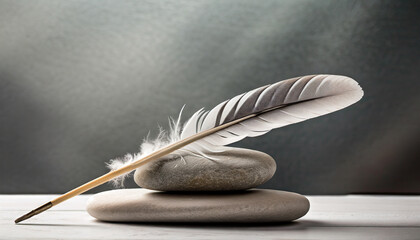 feather and stone balance