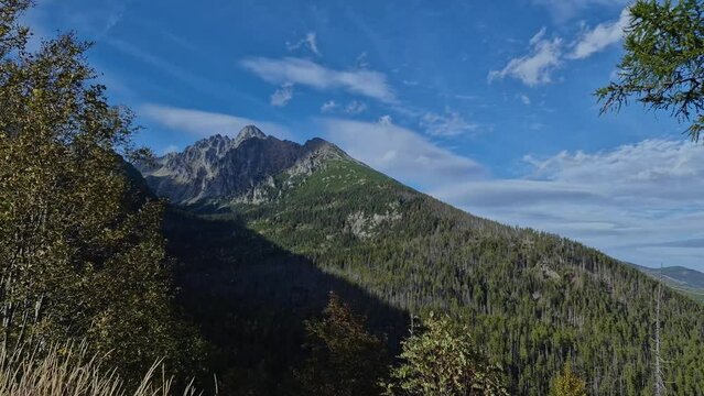 View of the High Tatras with Lomnicky stit. Hrebienok. Slovakia